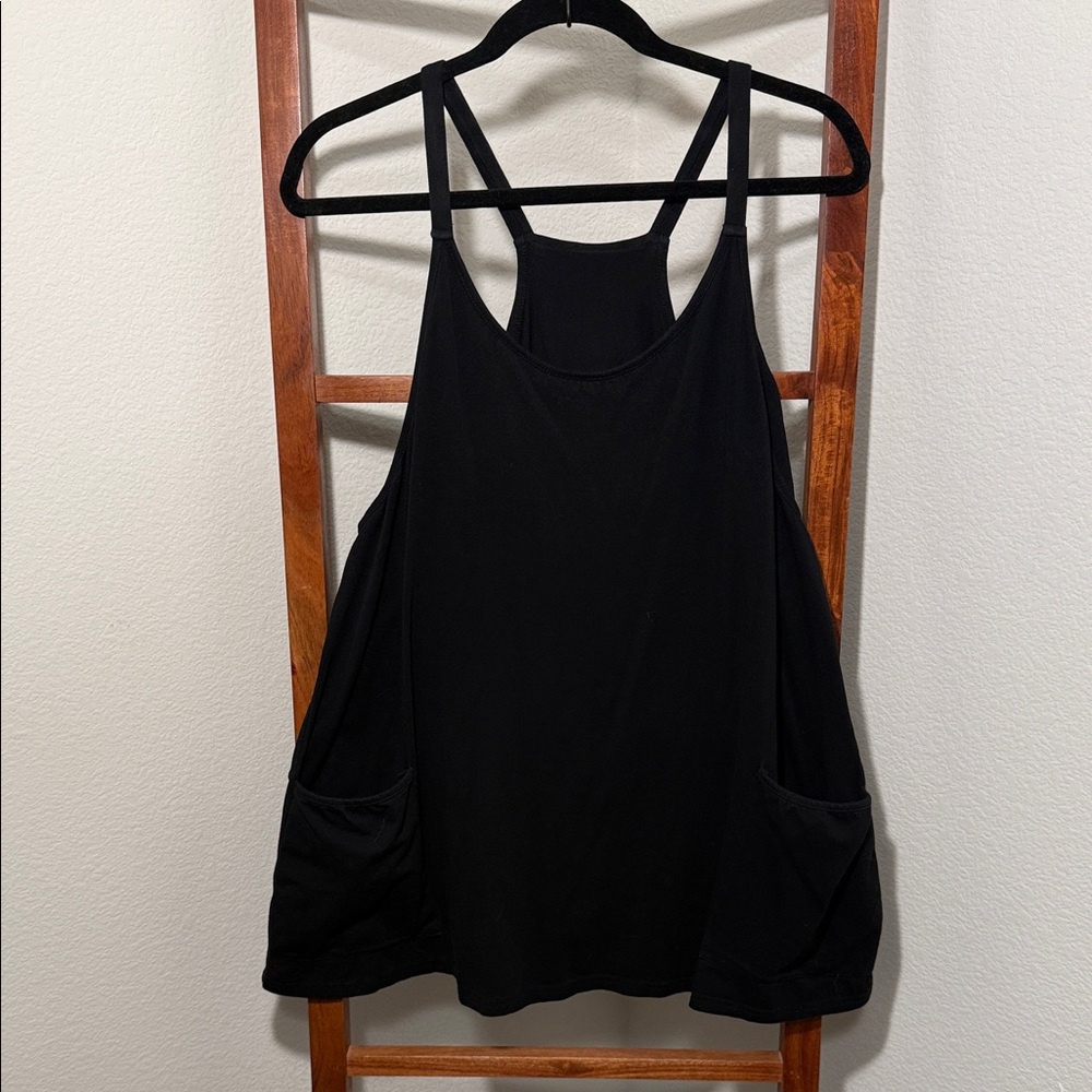 Black Strappy Jumpsuit Romper with Side Pockets